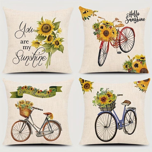 The set of four  digital printed cushions covers