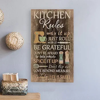 Kitchen rules wall hanging