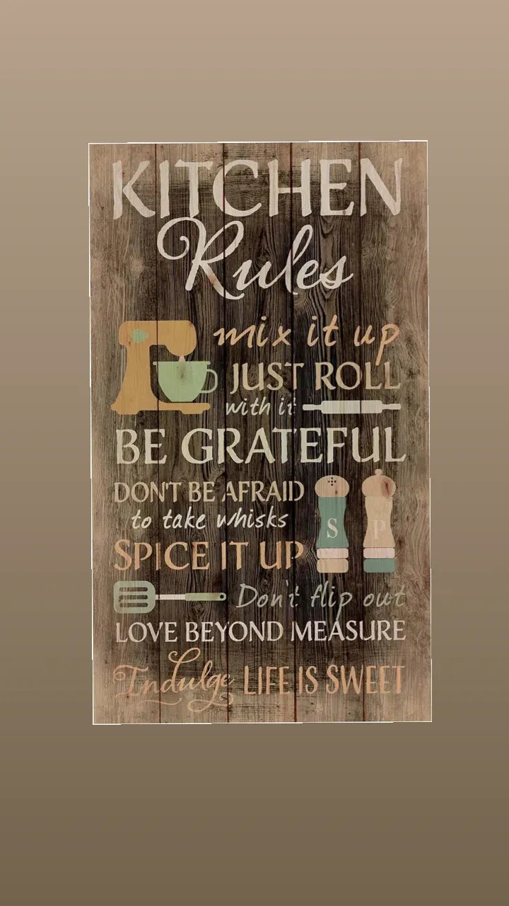 Kitchen rules wall hanging