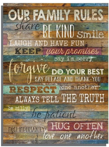 Family rules wall hanging