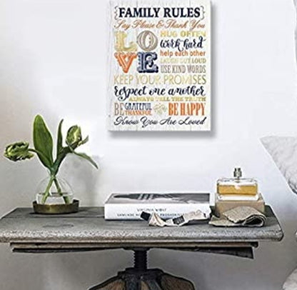 Family rules wall hanging