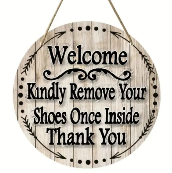 Welcome sign hanging