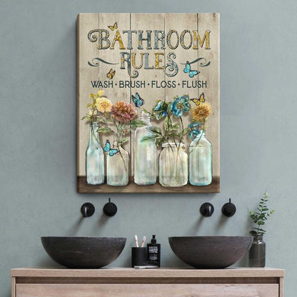 Bathroom  rules. Home decor.  Size 12 x 9 inch..