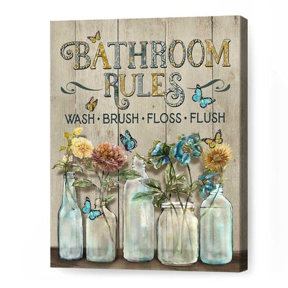 Bathroom  rules. Home decor.  Size 12 x 9 inch..