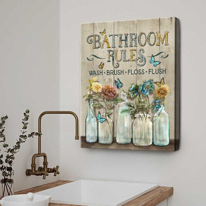 Bathroom  rules. Home decor.  Size 12 x 9 inch..