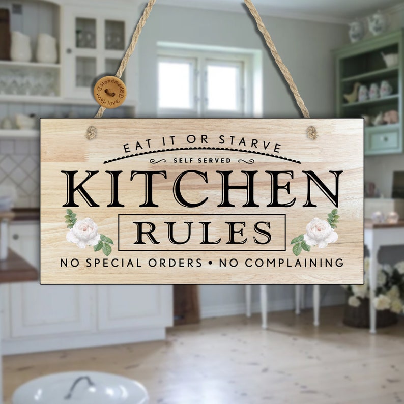 Kitchen rules wall hanging