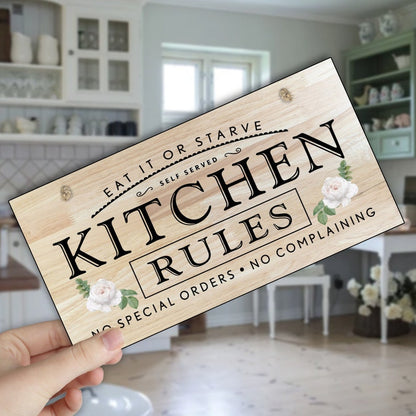 Kitchen rules wall hanging