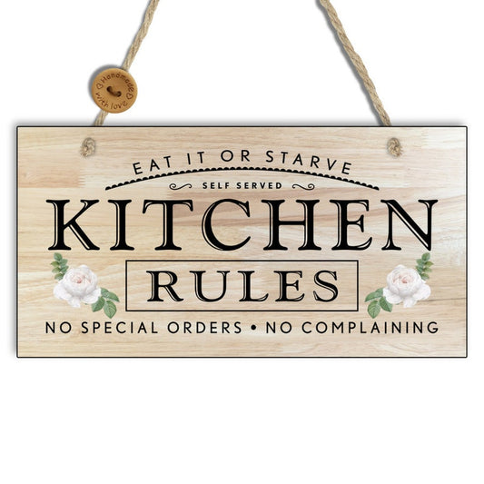 Kitchen rules wall hanging