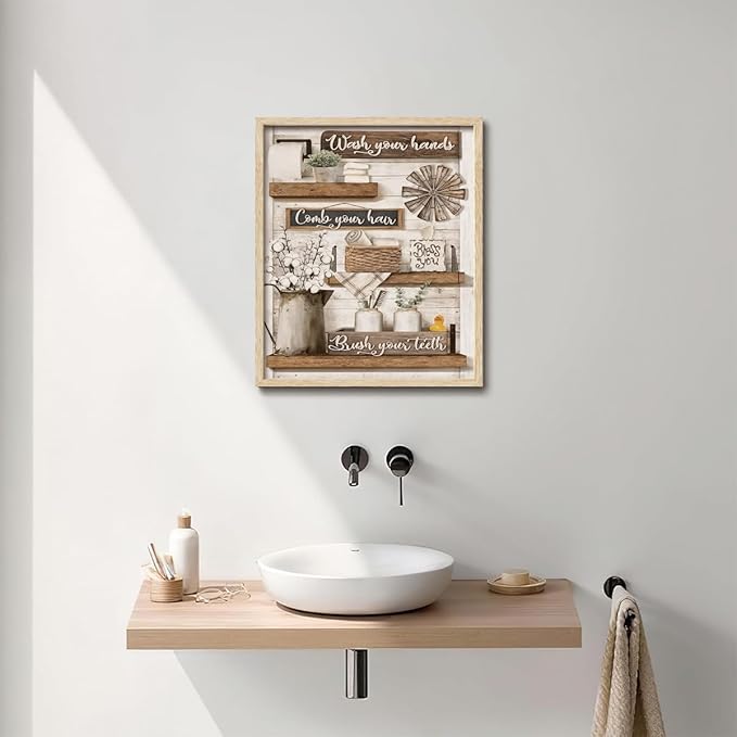 Framed Wall Art Bathroom Wall Decor Farmhouse Pictures Eucalyptus Dragonflies Canvas Art Rustic Inspirational Quotes Paintings Artwork For Restroom - Image 4