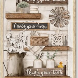 Framed Wall Art Bathroom Wall Decor Farmhouse Pictures Eucalyptus Dragonflies Canvas Art Rustic Inspirational Quotes Paintings Artwork For Restroom
