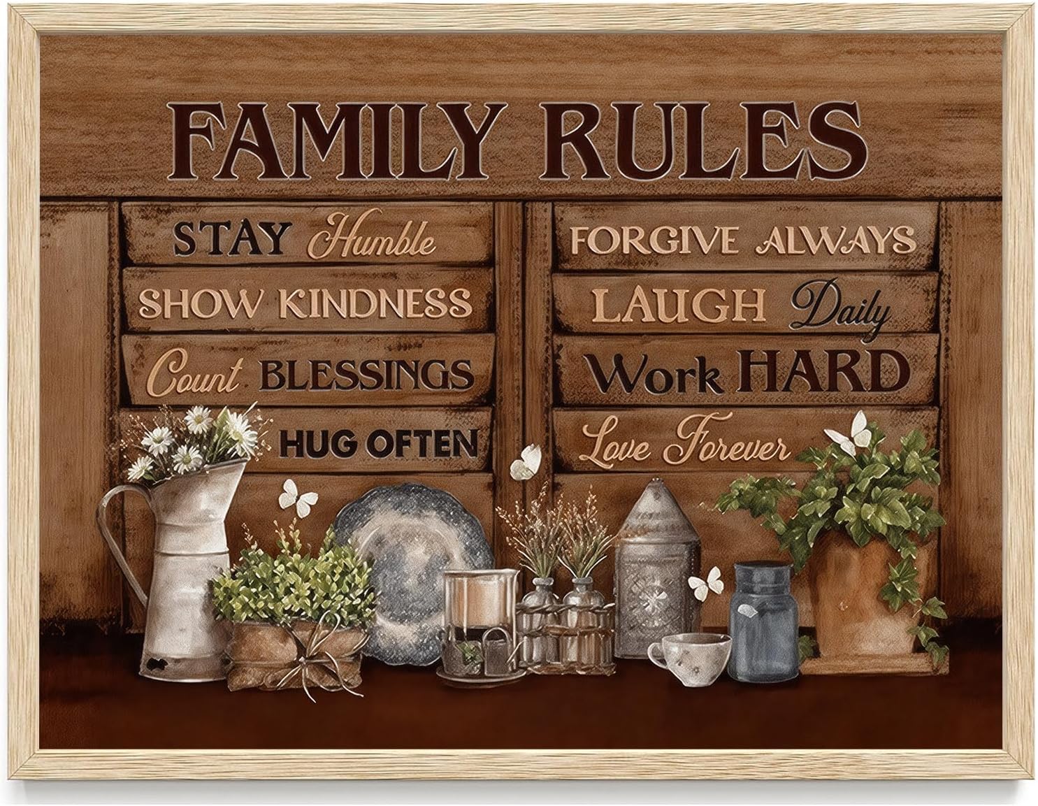 Family rules, home decor. Size 12 x 18 inch