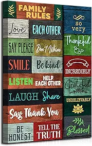 family rules hanging home decor