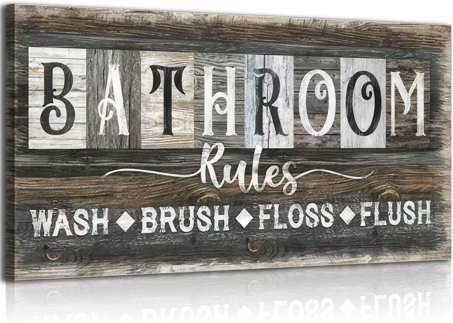 Bath room rules hanging