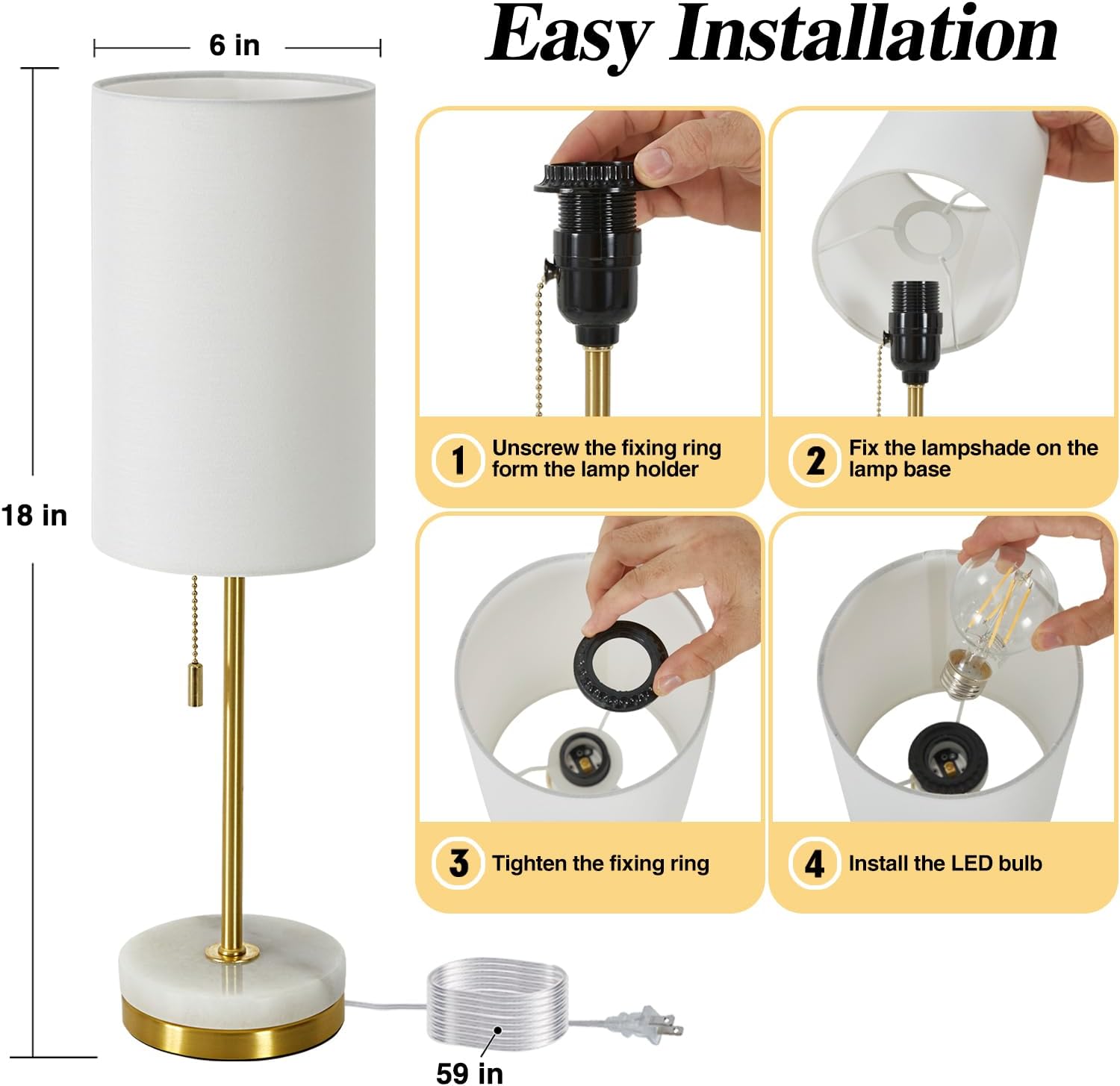 Marble base Lamp/ set of two - Image 4